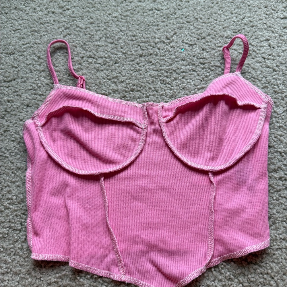 SHEIN Pink Ribbed Knit Top